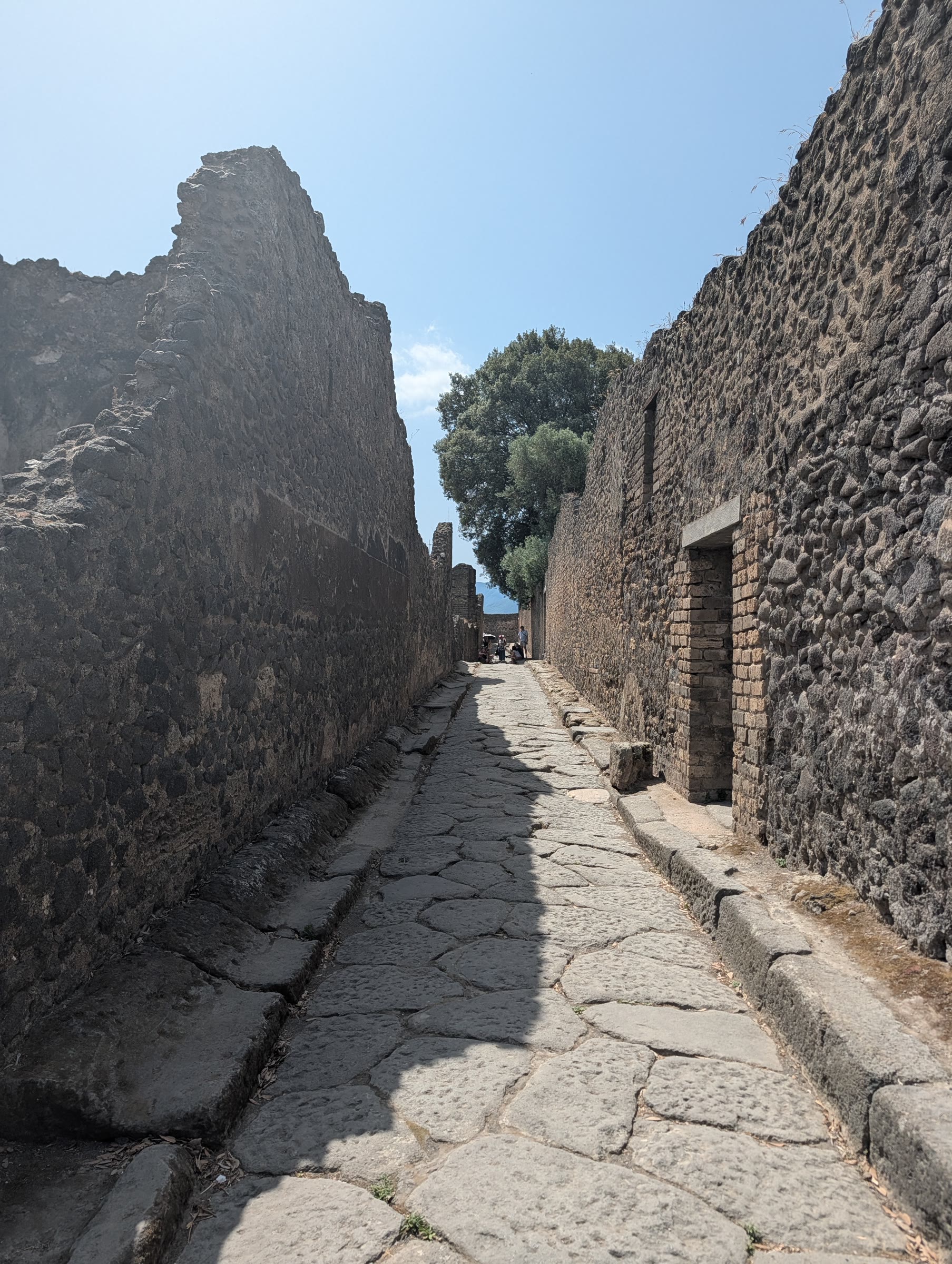 Calle de piedra entre las ruinas de Pompeya